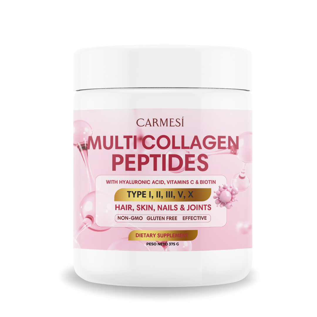 Multi Collagen Peptides™ - Colágeno Hidrolizado en Polvo Tipo I, II, III, V y X con Glucosamina, Biotina, Condroitina y Cartílago de Tiburón, para Piel, Articulaciones y Huesos, 100% Puro y Natural (850 g) -