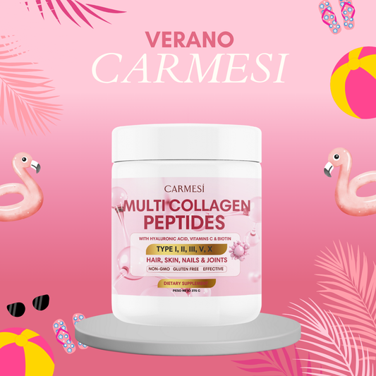 Multi Collagen Peptides™ - Colágeno Hidrolizado en Polvo Tipo I, II, III, V y X con Glucosamina, Biotina, Condroitina y Cartílago de Tiburón, para Piel, Articulaciones y Huesos, 100% Puro y Natural (375 g) -