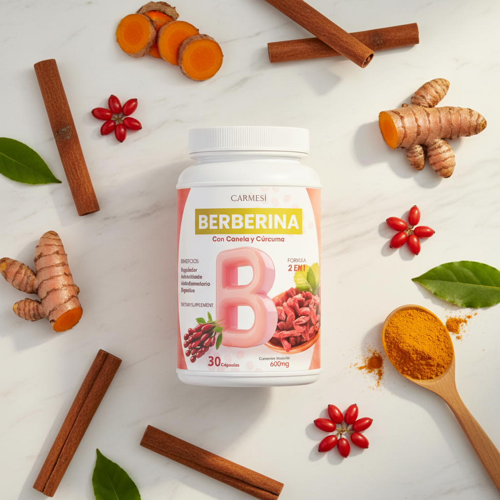 Berberina Con Canela y Curcuma - Control Metabolico Natural 600mg